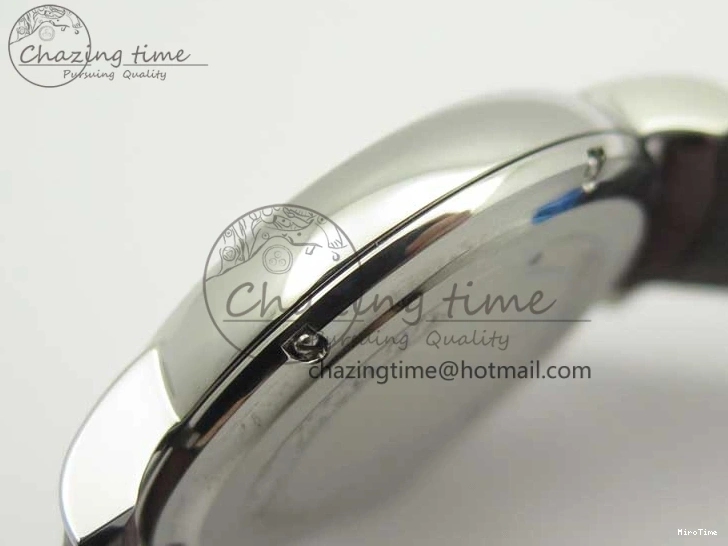 MIROTIME 0305 Portofino Automatic SS TWF 1:1 Best Edition Silver Dial Gold Markers on Brown Leather Strap A Bright 7203